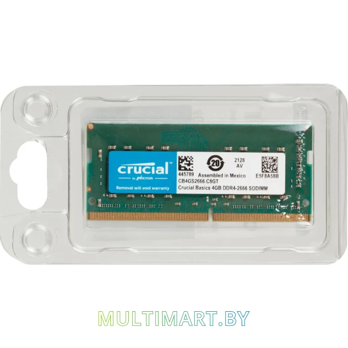 Оперативная память Crucial Basics 4GB DDR4 SODIMM PC4-21300 (CB4GS2666)